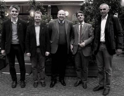 Die fünf Jugendpräsidenten: Walter Landi, Baron Georg Eyrl, Baron Alexander Hohenbühel, Baron Hans Christoph Hohenbühel, Wolfgang von Klebelsberg, 2010.